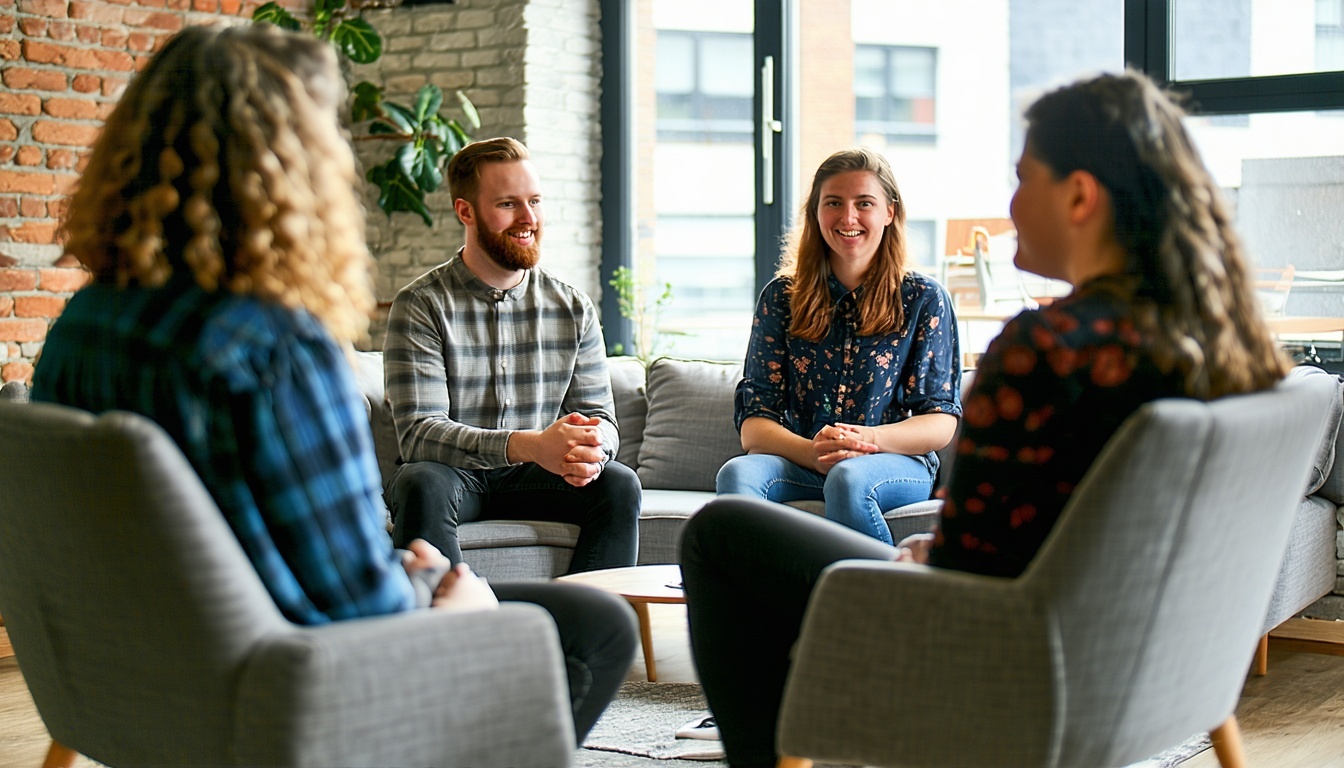 Peer support group session in progress