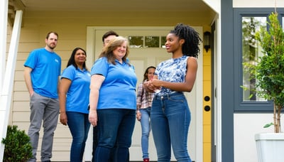 Supportive community members assisting with housing and recovery services