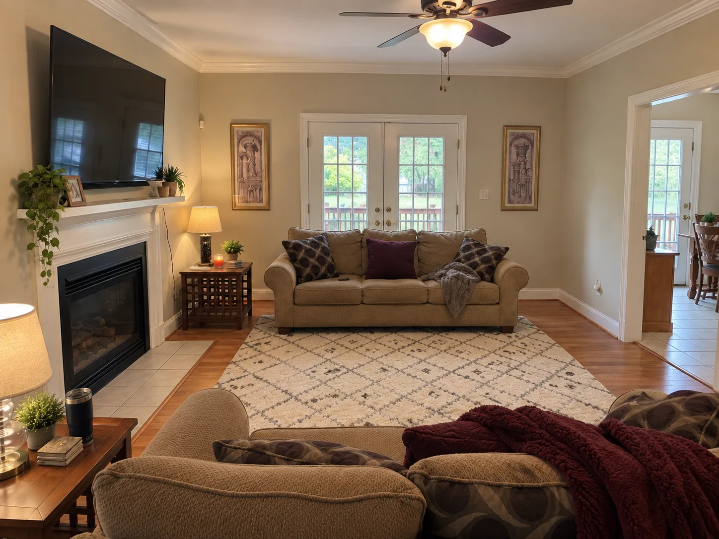 Comfortable shared common area in a recovery-housing setting