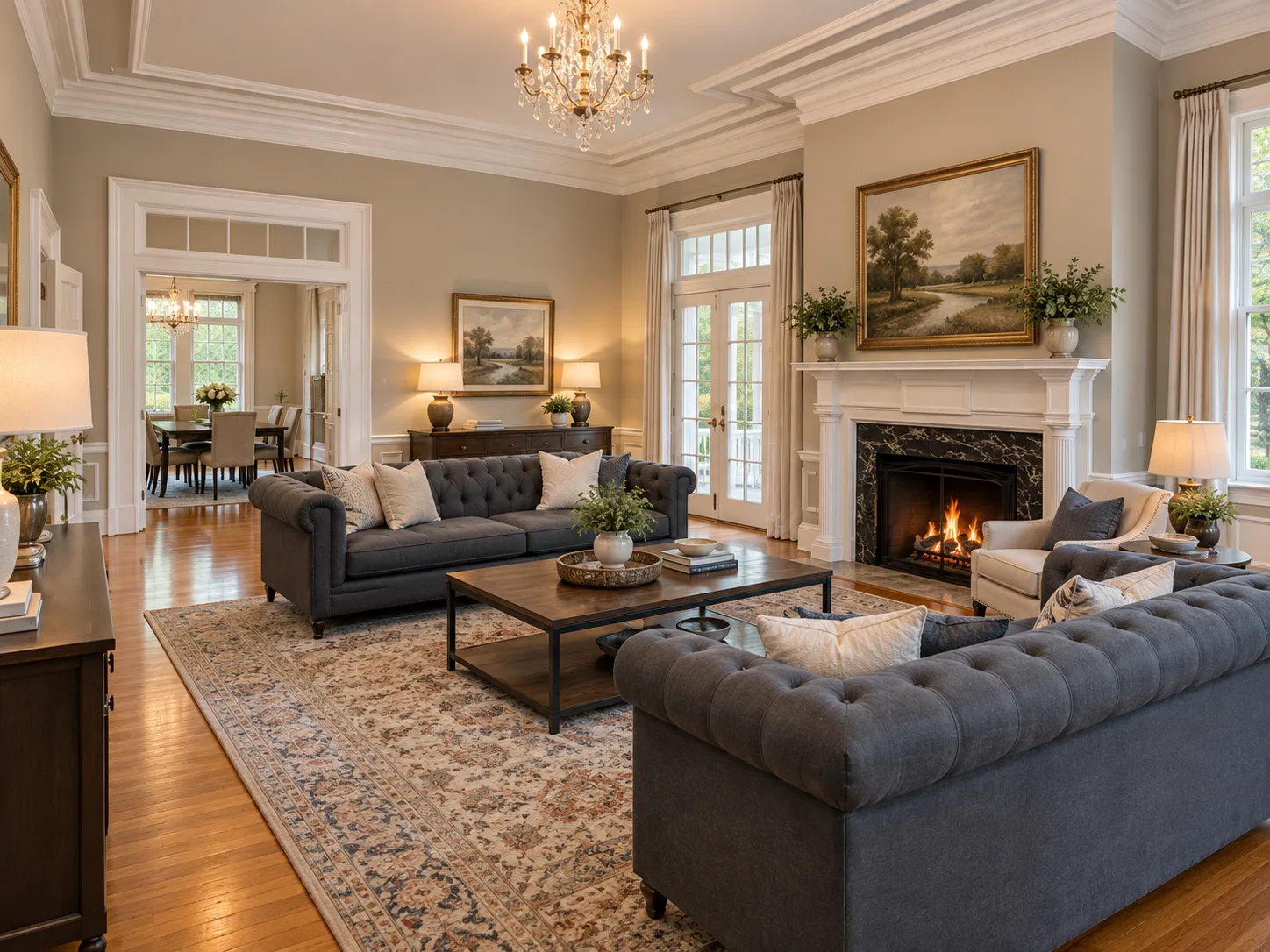 Spacious representative common room in a larger recovery-housing setting